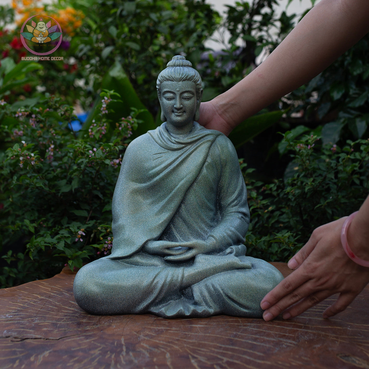 Granite-Style Buddha Statue – 13.8" (35cm) Meditation Pose | Stone-Look Resin Shakyamuni | Handcrafted Zen Decor from Vietnam