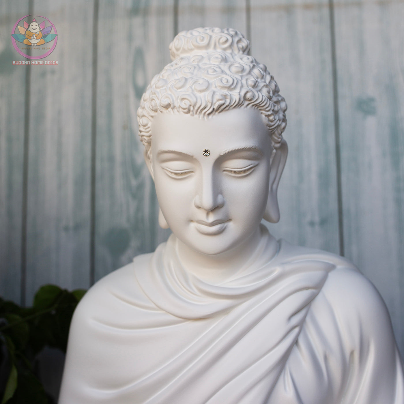 White Buddha Meditation Statue – 23.6" Resin Shakyamuni Buddha Figurine – Zen Altar, Meditation Space, Asian Spiritual Decor Gift
