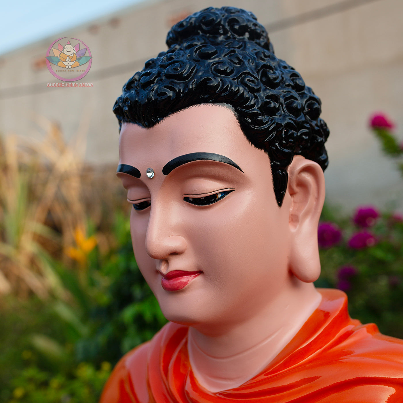 Shakyamuni Buddha Meditation Statue Orange Robe, Large Buddha Sculpture, Zen Decor, Buddhist Altar Statue, Spiritual Home Decor Gift