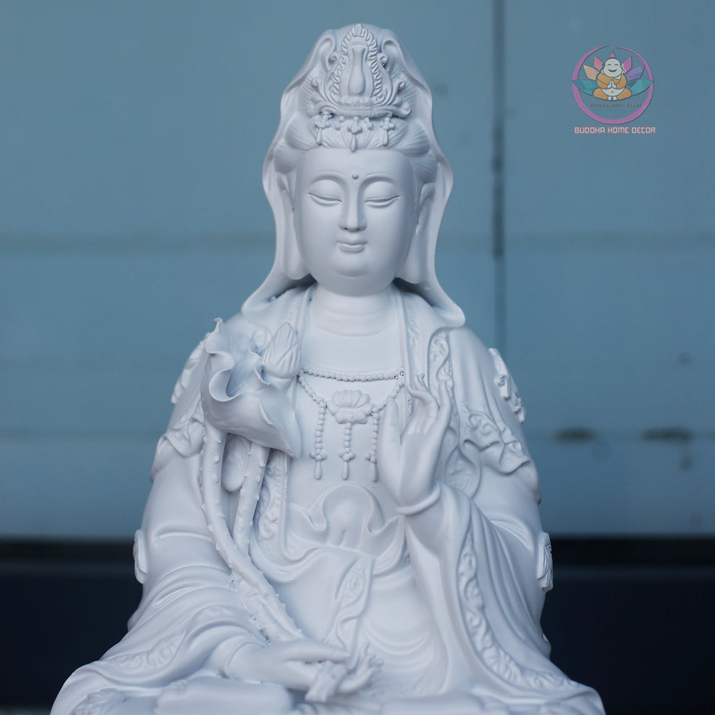 Seishi Bodhisattva Statue 15.7” | Mahasthamaprapta Figurine | Resin Sculpture for Altar, Zen Home, Meditation, Buddhist Gift