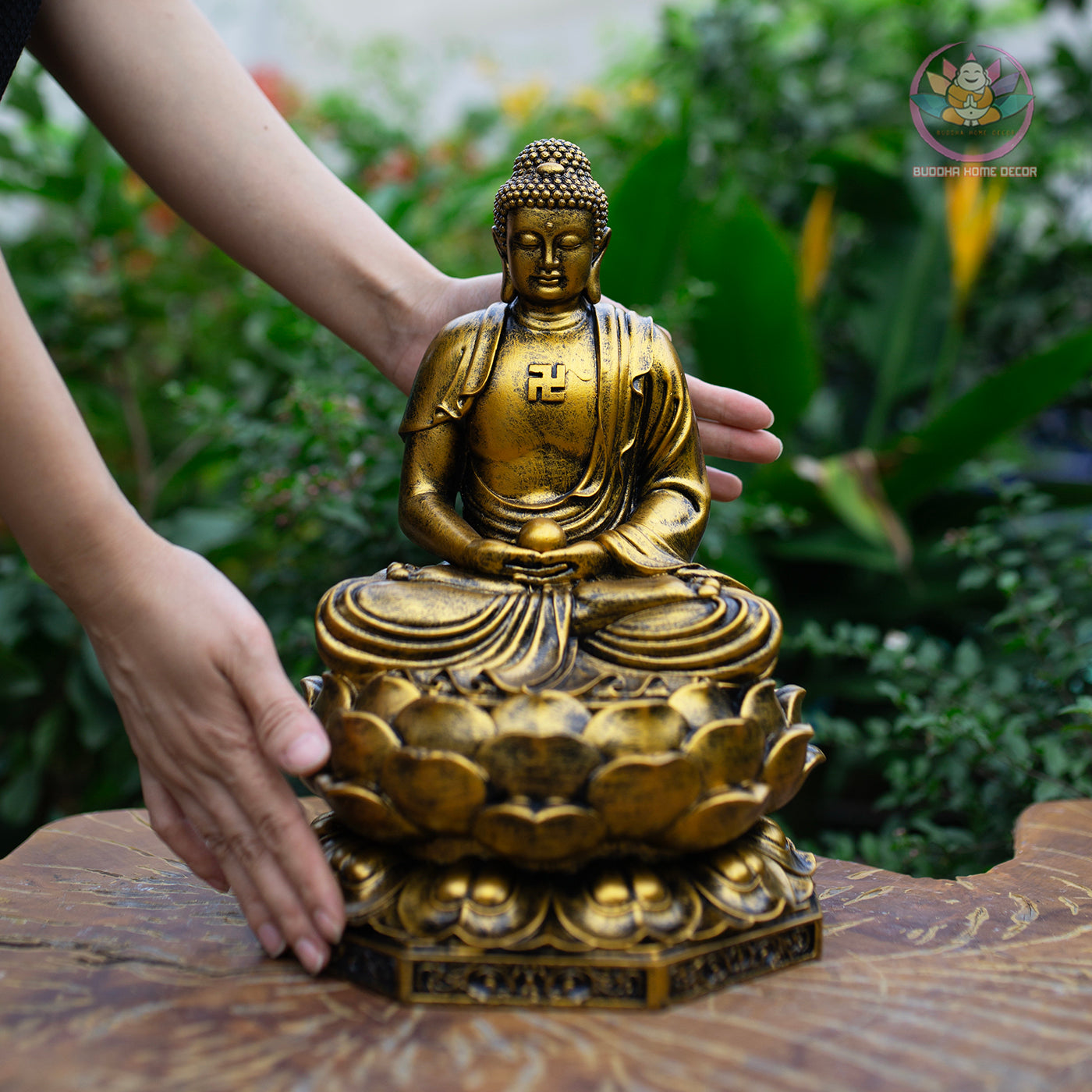 Medicine Buddha Statue – Antique Bronze Resin Sculpture – Healing Buddha, Zen Meditation Decor, Buddhist Altar Ornament, Spiritual Gift
