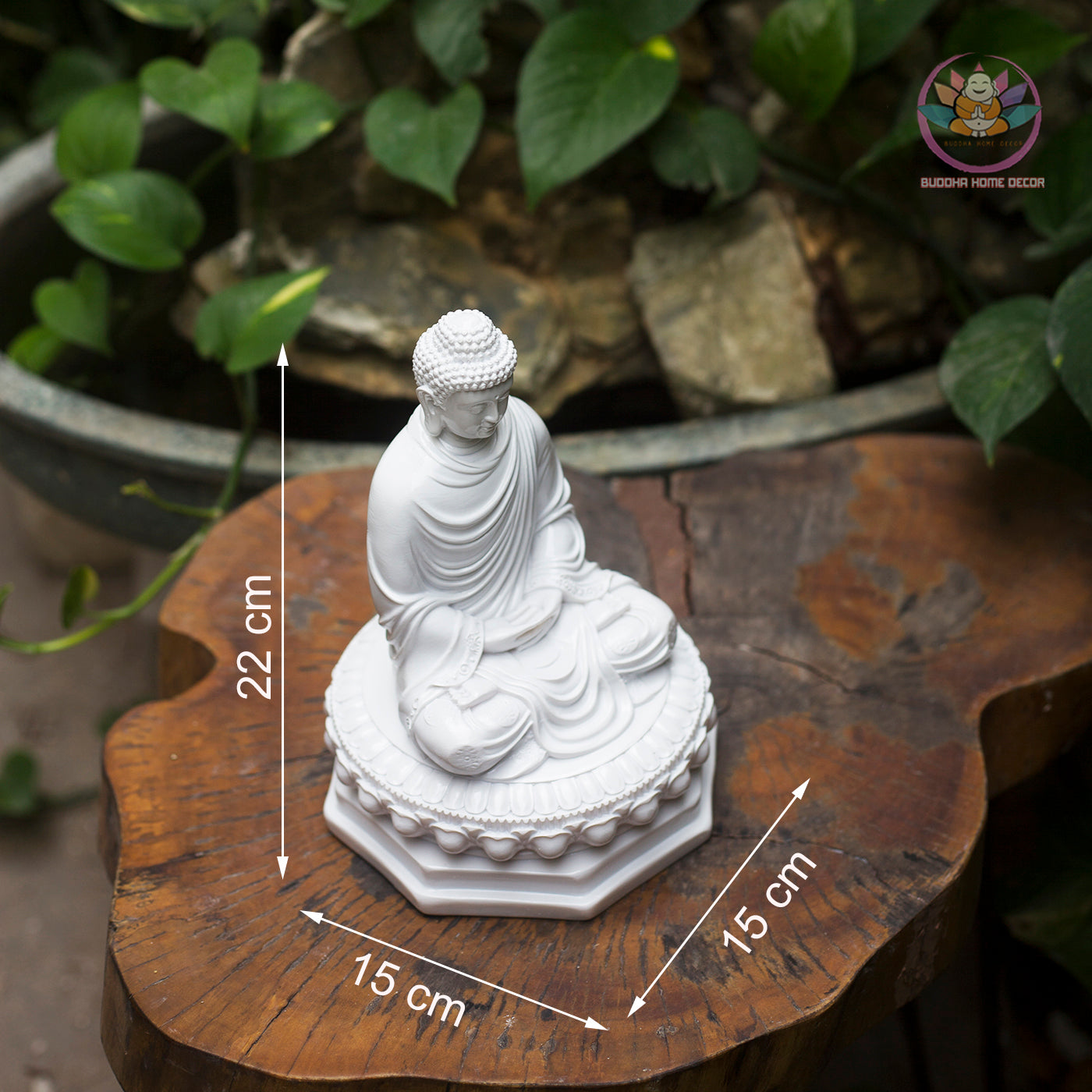 White Buddha Statue 8.7” | Meditating Buddha Figurine | Resin Sculpture for Altar, Zen Home, Yoga Studio, Spiritual Gift
