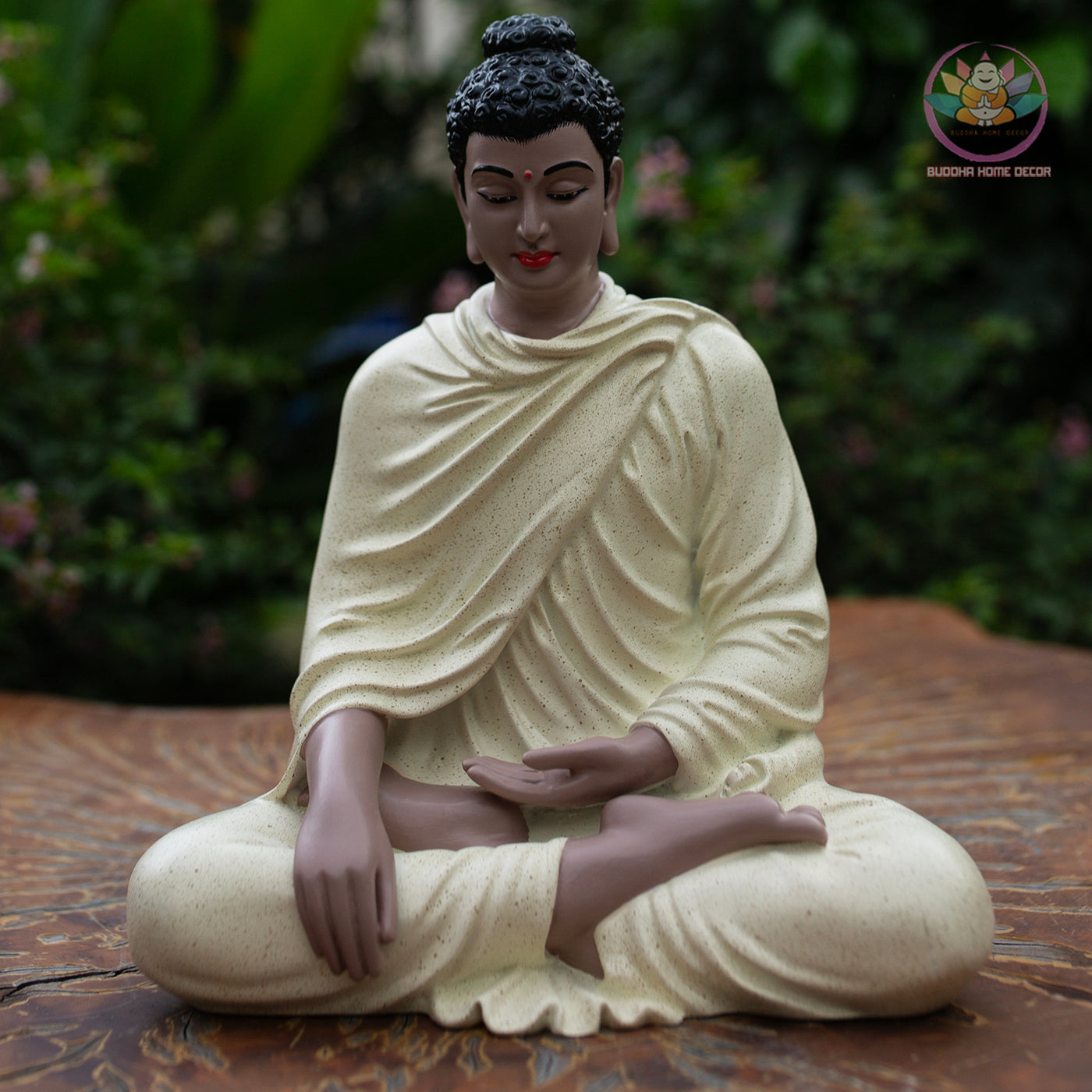 Yellow Buddha Statue 9.4" – Ceramic-Style Resin Meditation Figurine, Shakyamuni Sculpture, Zen Buddhist Altar Decor, Spiritual Gift