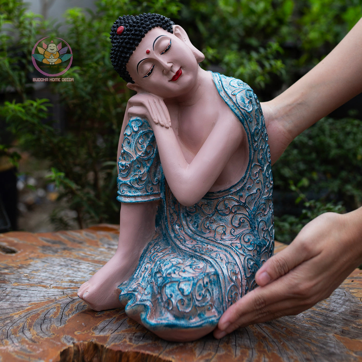 Peaceful Resting Buddha Statue 11.8" | Relaxing Buddha Figurine for Home and Zen Decor