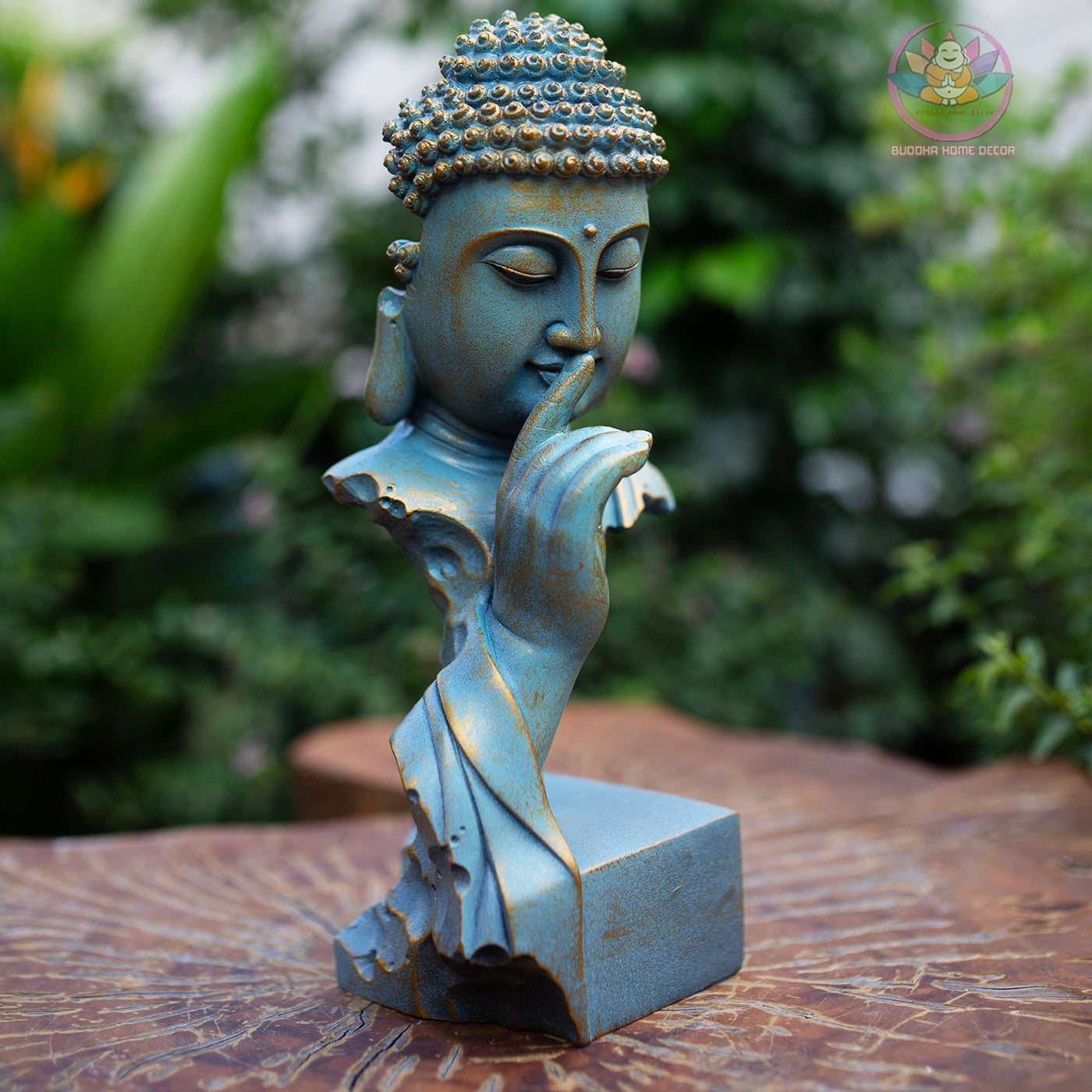 Blue Buddha Bust Statue Resin Sculpture – Zen Home Decor, Meditation Altar Figurine, Spiritual Gift, Yoga Room Accent