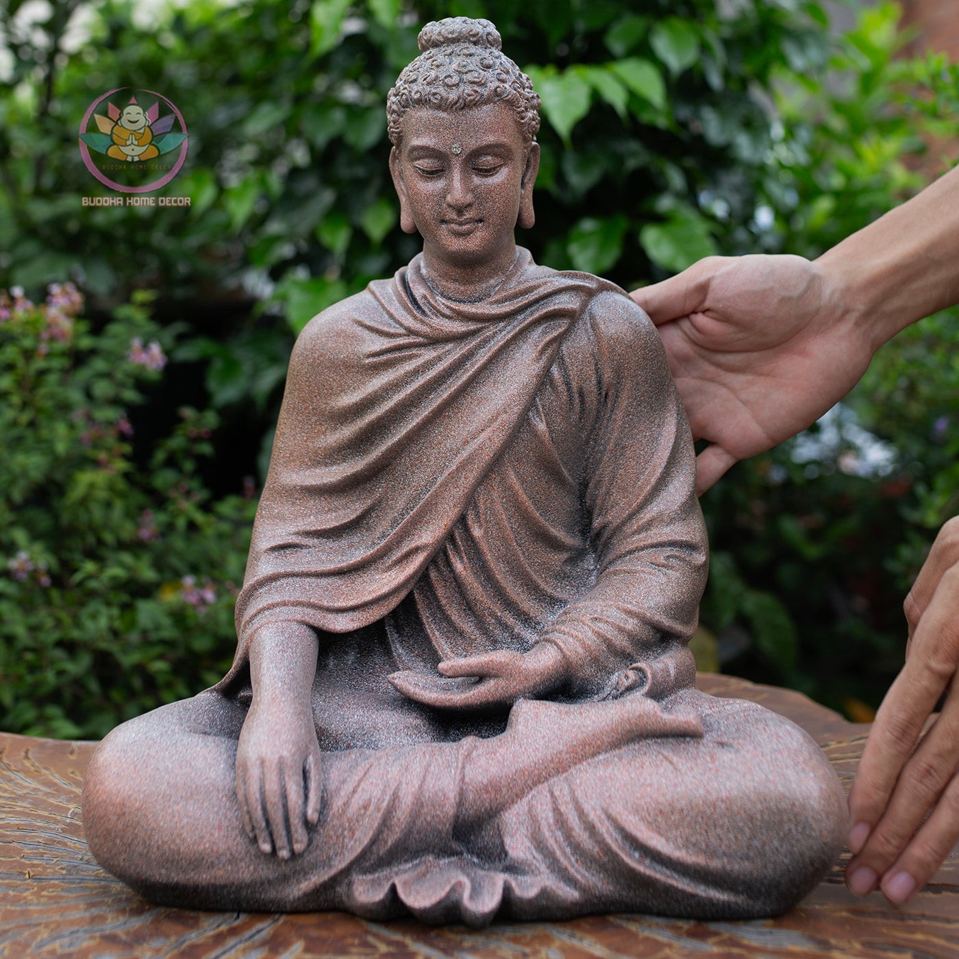 Shakyamuni Buddha Statue 14.5" – Antique Stone Finish Seated Buddha Meditation Sculpture