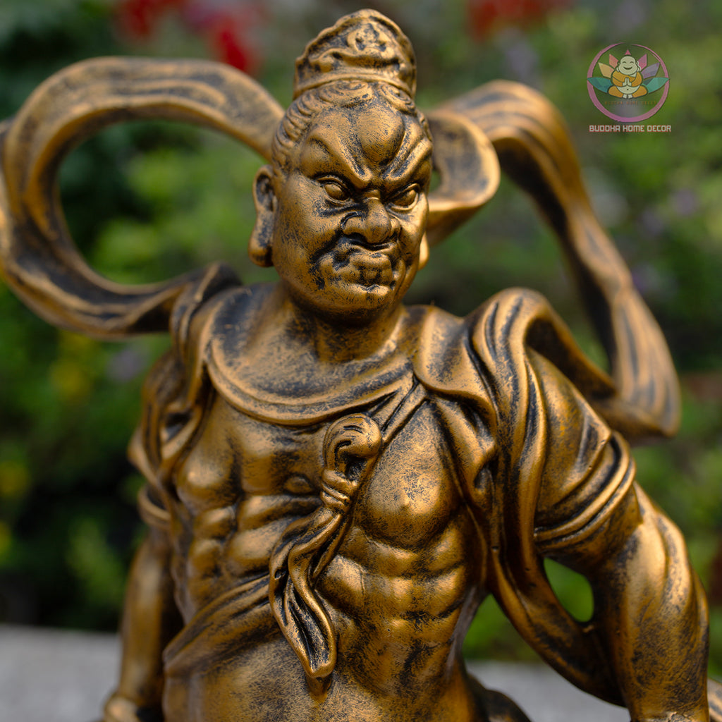 Antique Bronze Vajra Guardian Statues – Handmade Buddhist Temple Decor Set