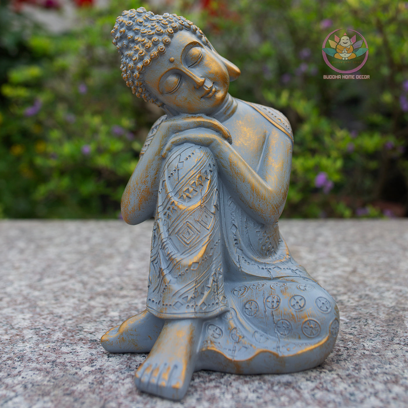 Antique bronze blue Sleeping Buddha Statue for Home Decor – Handmade Zen Buddha Sculpture