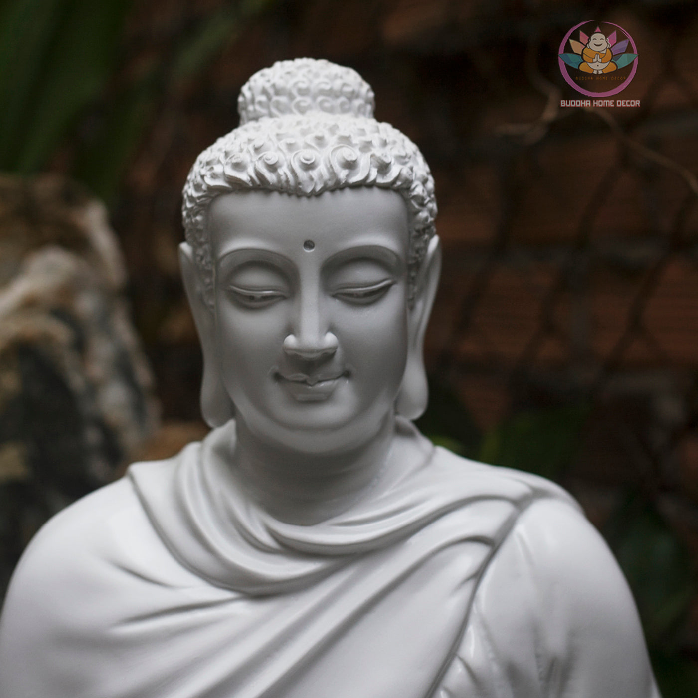 Blue-Grey Buddha Statue – 19.7" (50cm) Shakyamuni in Meditation | Satin Resin Finish | Handcrafted Buddhist Decor from Vietnam