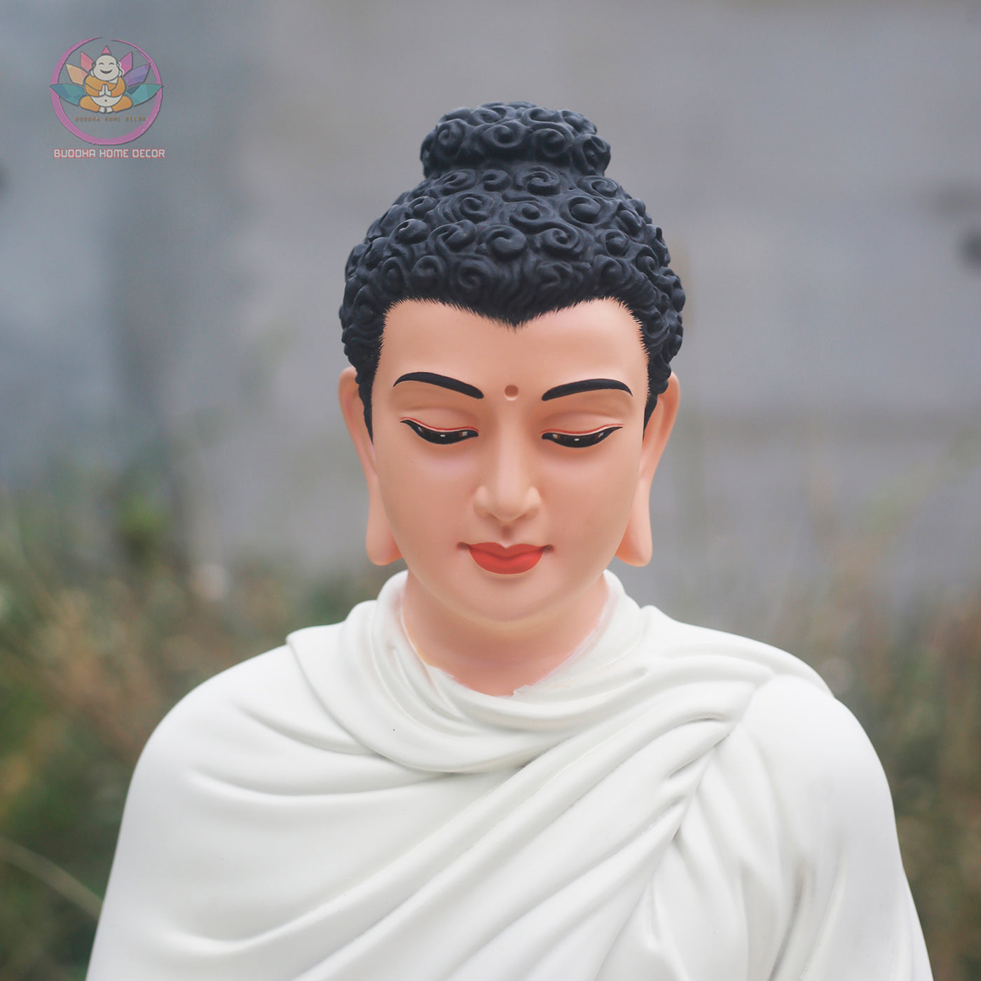 White Buddha Meditation Statue – 23.6" Resin Shakyamuni Buddha Figurine – Zen Altar, Meditation Space, Asian Spiritual Decor Gift