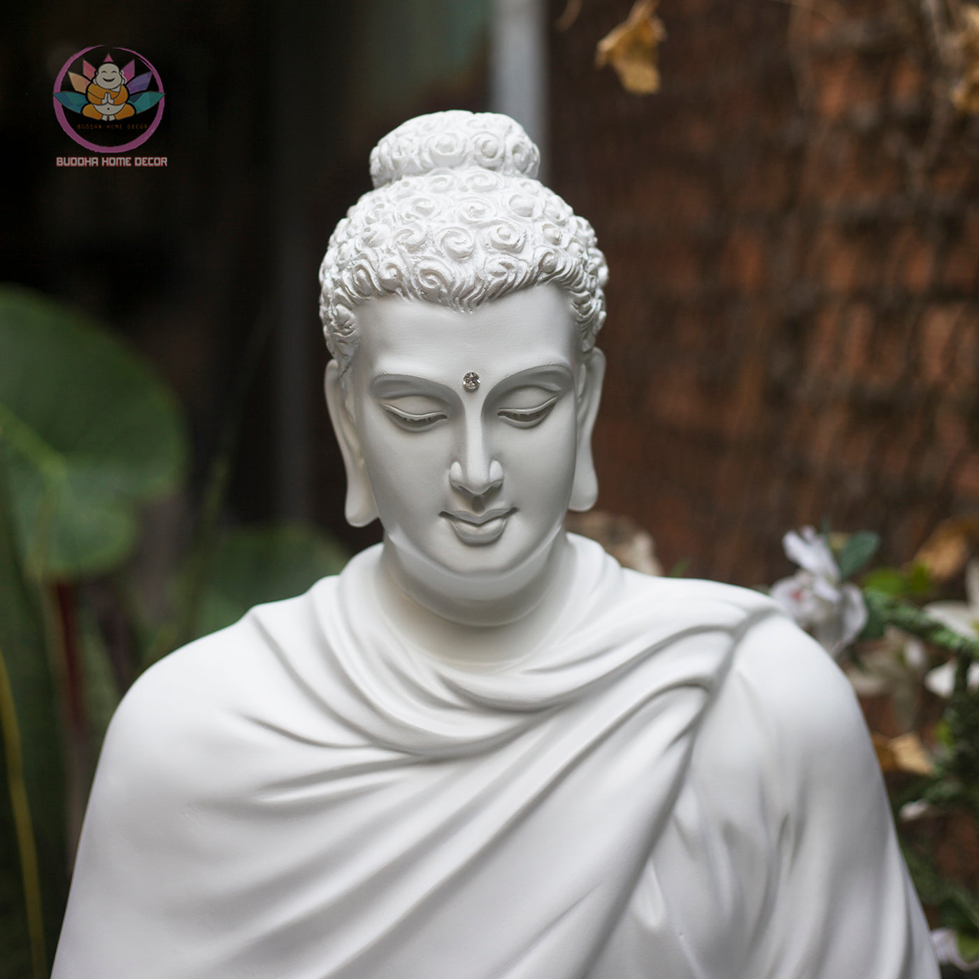 Shakyamuni Buddha Statue 29.5" – Large White Composite Seated Buddha Meditation Sculpture
