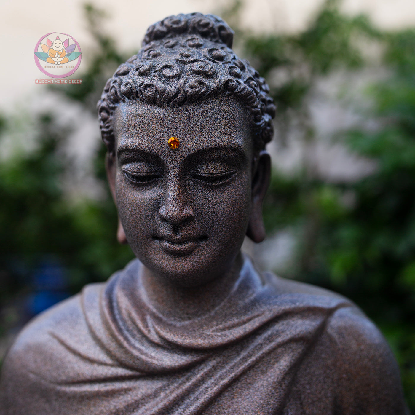 Large Buddha Statue 19.7" – Shakyamuni Meditation Sculpture in Antique Stone Finish