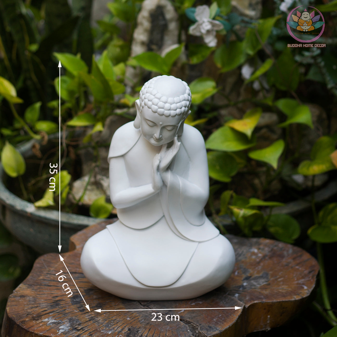 Minimalist Peaceful Buddha Statue – 13.8" (35cm) Minimalist Resin Sculpture | Handcrafted Zen Decor | Modern Meditation Gift
