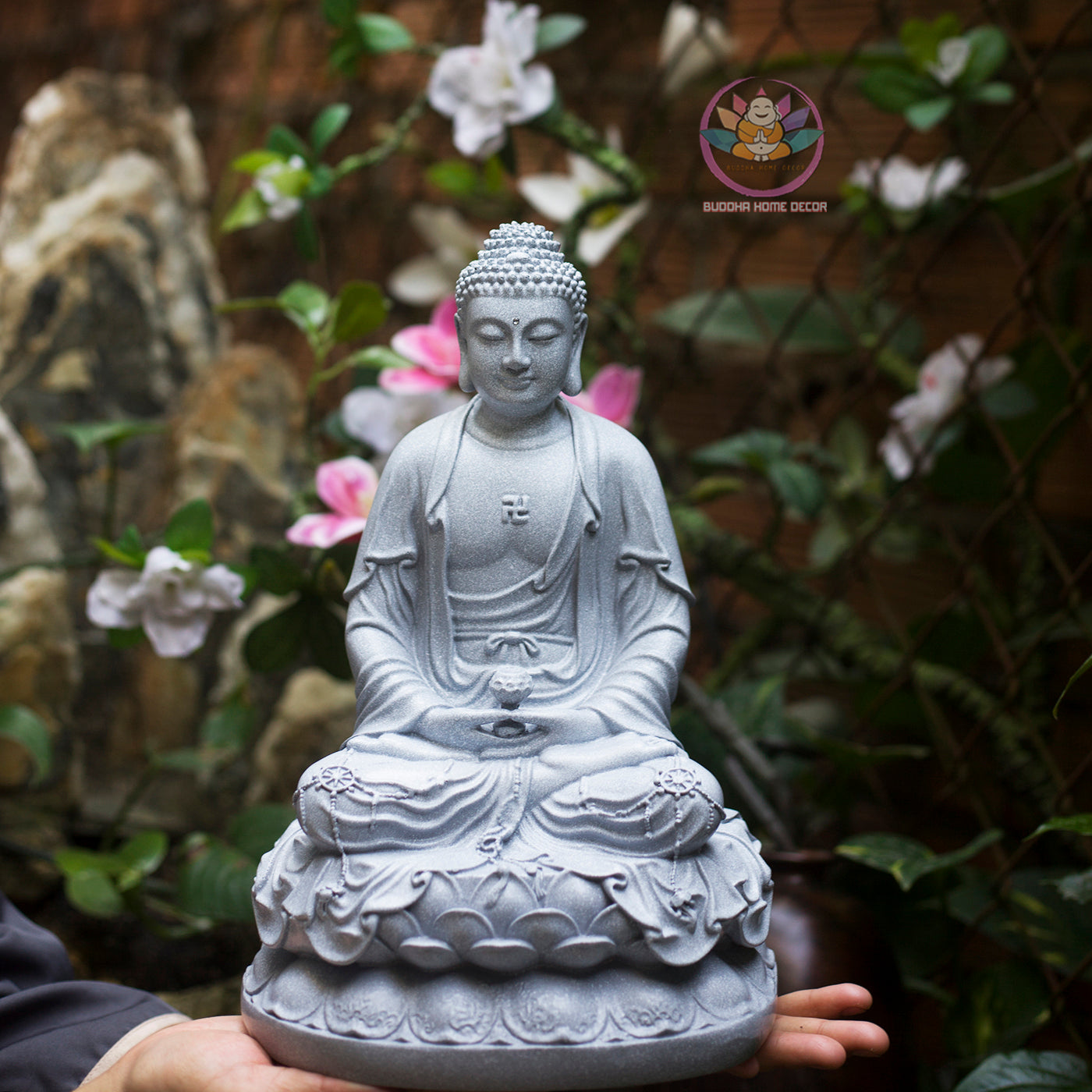 Amitabha Buddha and Bodhisattva Statue Set – Composite Seated Buddha with Avalokiteshvara & Mahasthamaprapta