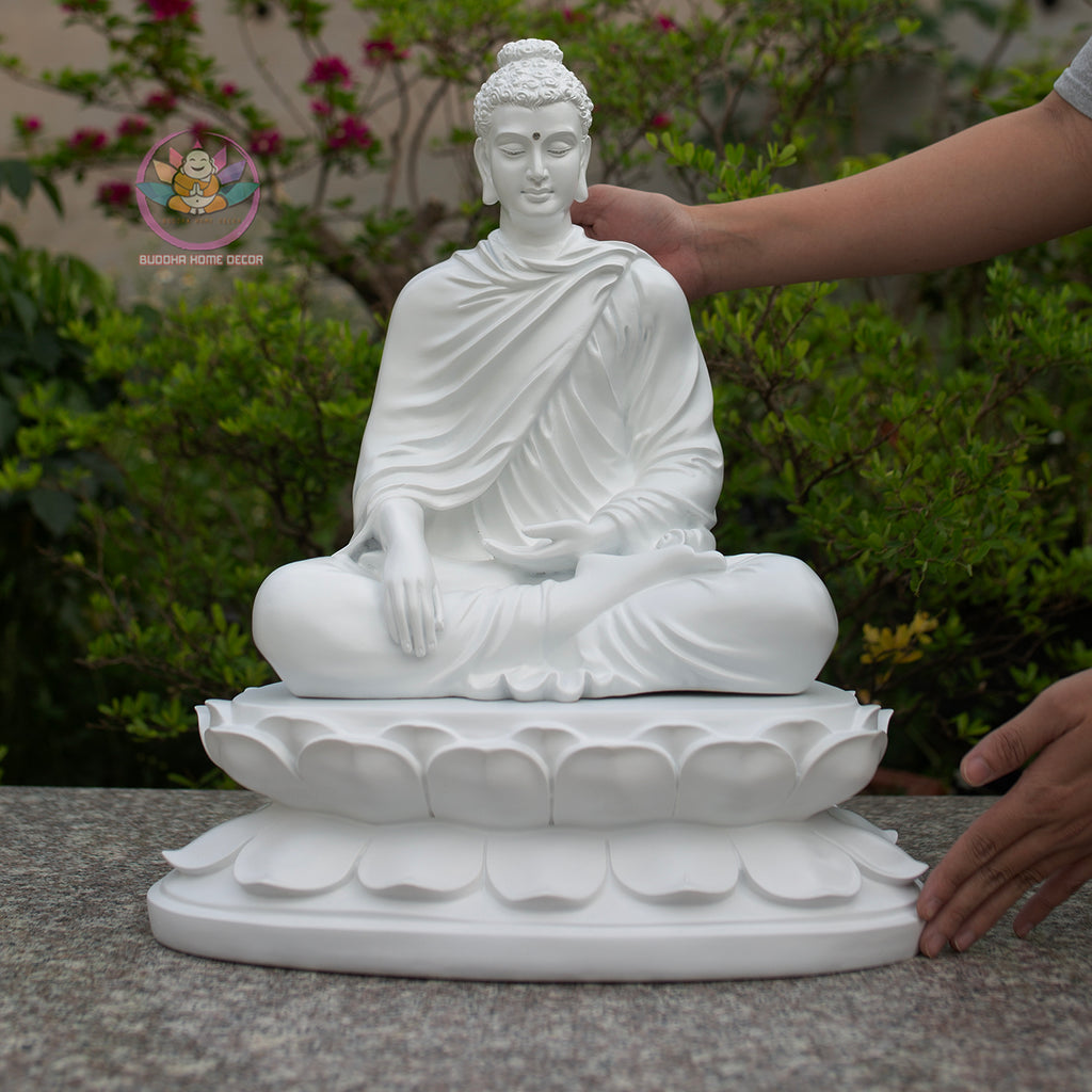 Shakyamuni Buddha Statue with Lotus Base, Meditation Buddha Sculpture, Detachable Lotus Pedestal, Zen Buddhist Decor, Spiritual Altar Statue