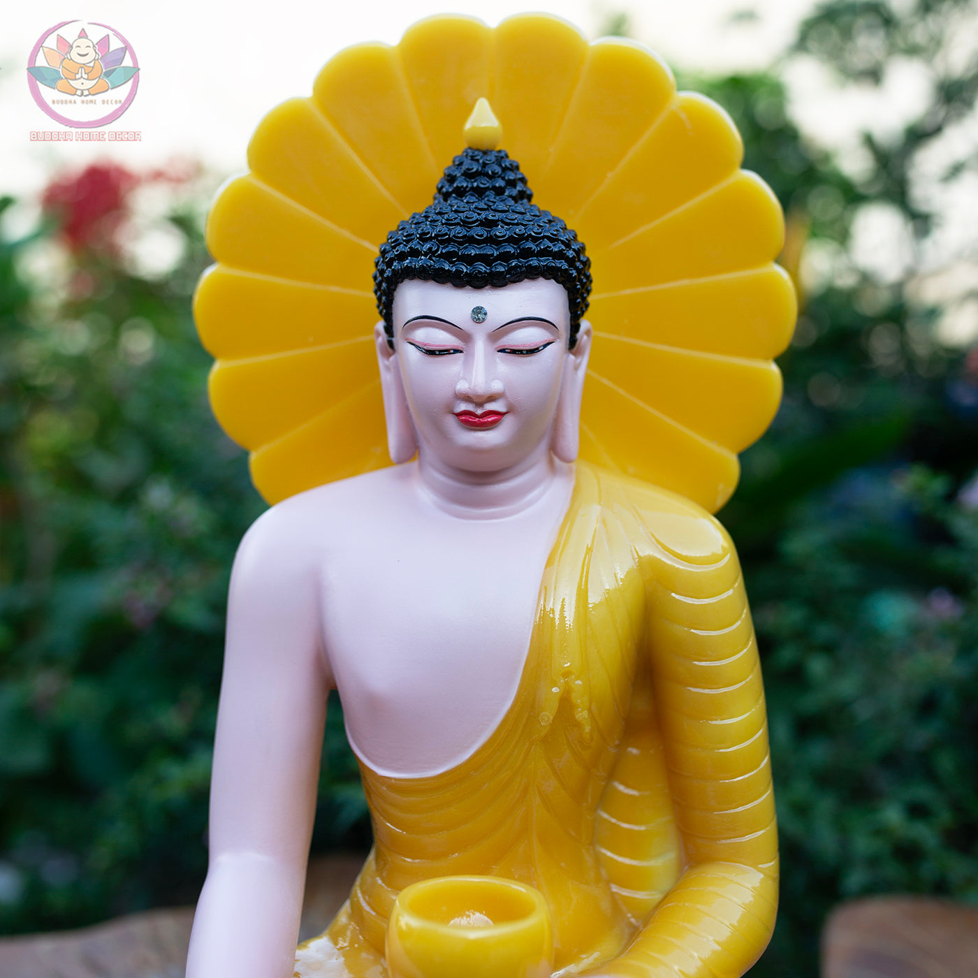 Medicine Buddha Statue – Yellow Quartz Resin Sculpture – Healing Buddha, Zen Meditation Decor, Buddhist Altar Ornament, Spiritual Gift