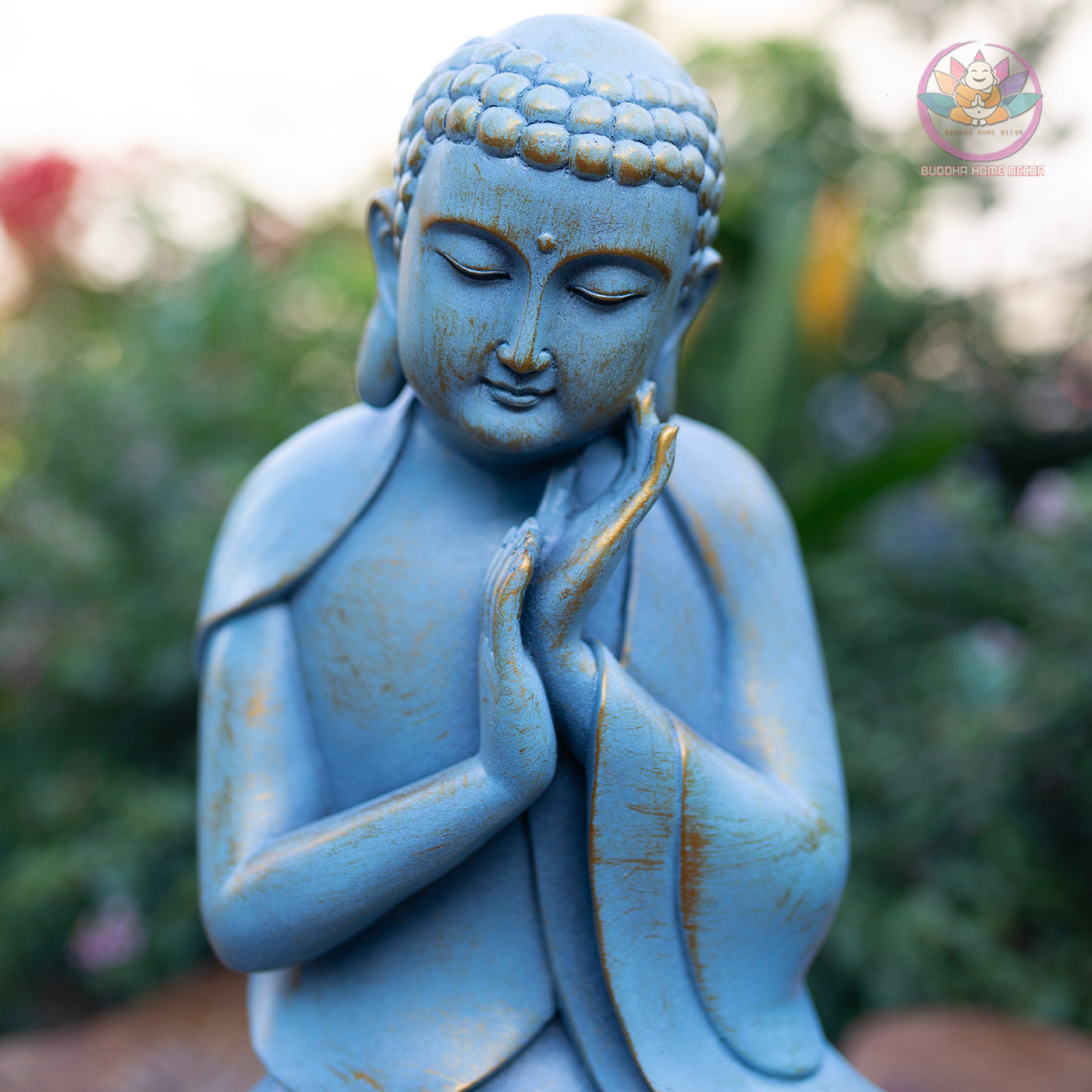 Peaceful Buddha Statue – Blue Serenity Resin Sculpture – Zen Meditation Decor, Buddhist Altar Ornament, Mindfulness Spiritual Gift