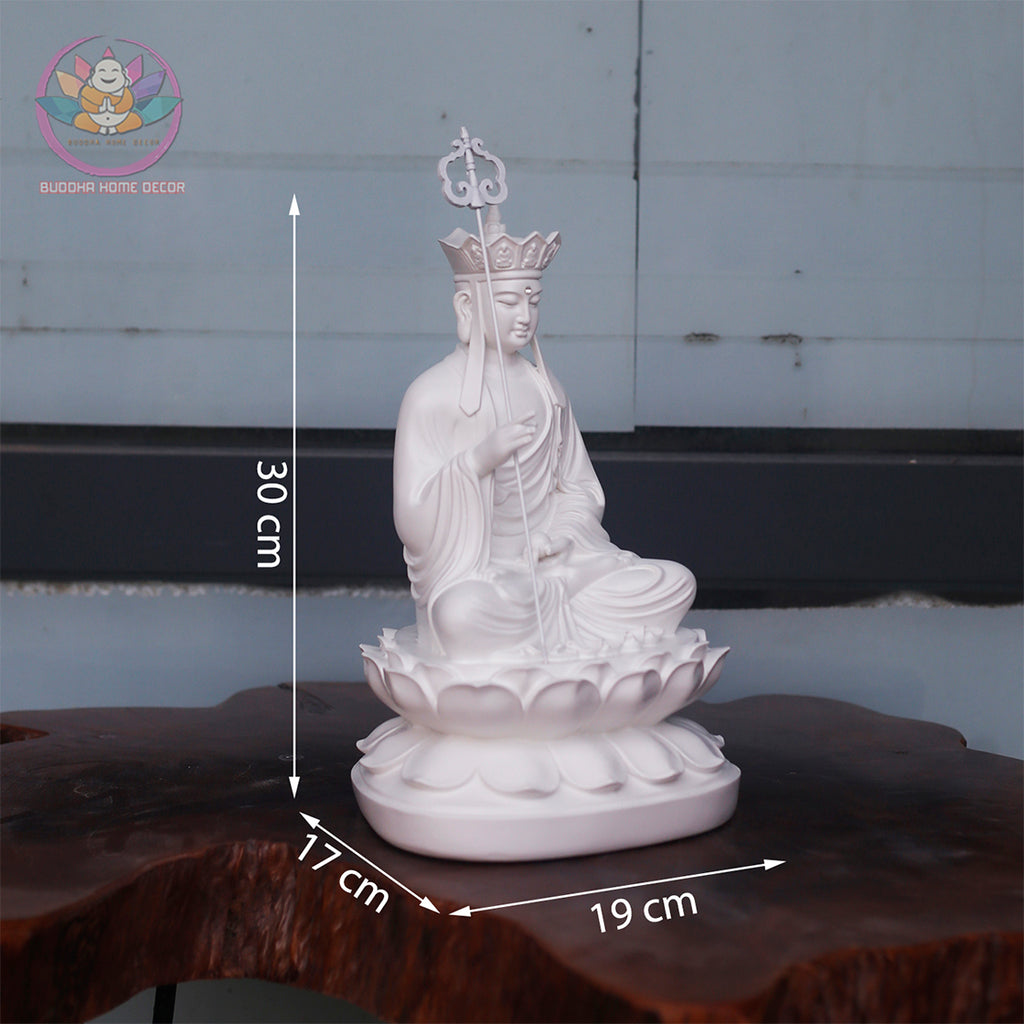 White Buddha Statue Set – Guan Yin, Shakyamuni, Kṣitigarbha | Minimalist Altar Decor | Unpainted Buddhist Trio | Vietnamese Handicraft