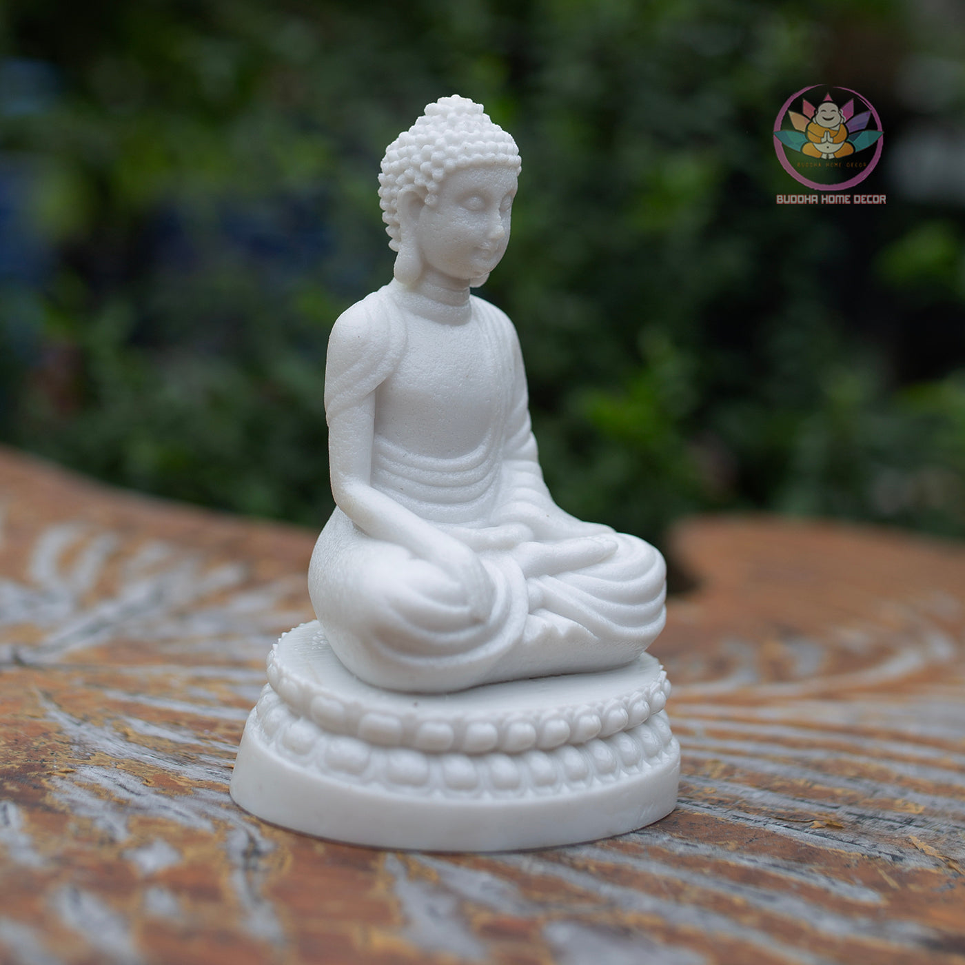 White Shakyamuni Buddha Statue 5" | Composite Resin and Stone Powder
