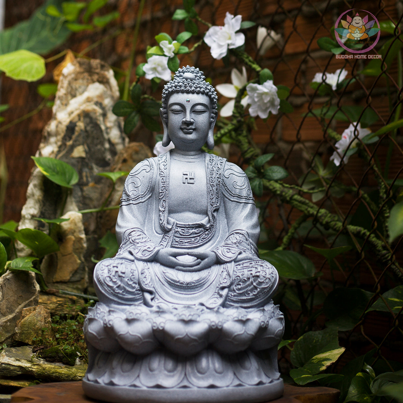 Amitabha Buddha Statue – Antique Bronze Finish Resin Sculpture – Zen Meditation Decor, Buddhist Altar Ornament, Spiritual Gift