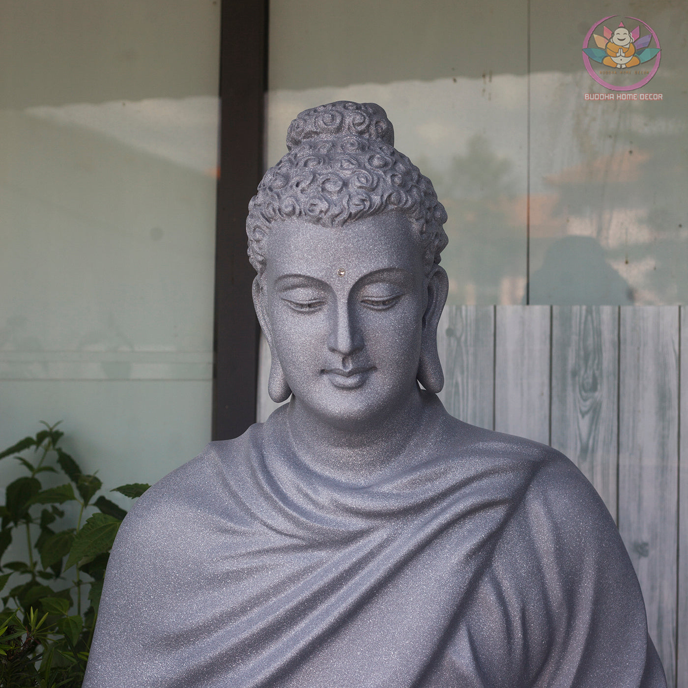 Shakyamuni Buddha Statue 78" – Extra Large Composite Seated Buddha on Stone Base, Outdoor Garden Temple Sculpture