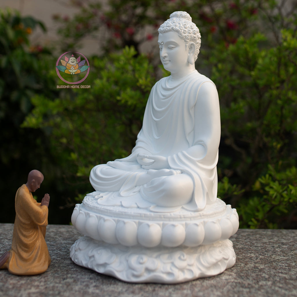 Shakyamuni Buddha Lotus Statue, Meditation Buddha Sculpture, Zen Buddhist Home Decor, Dhyana Mudra Buddha, Spiritual Altar Statue