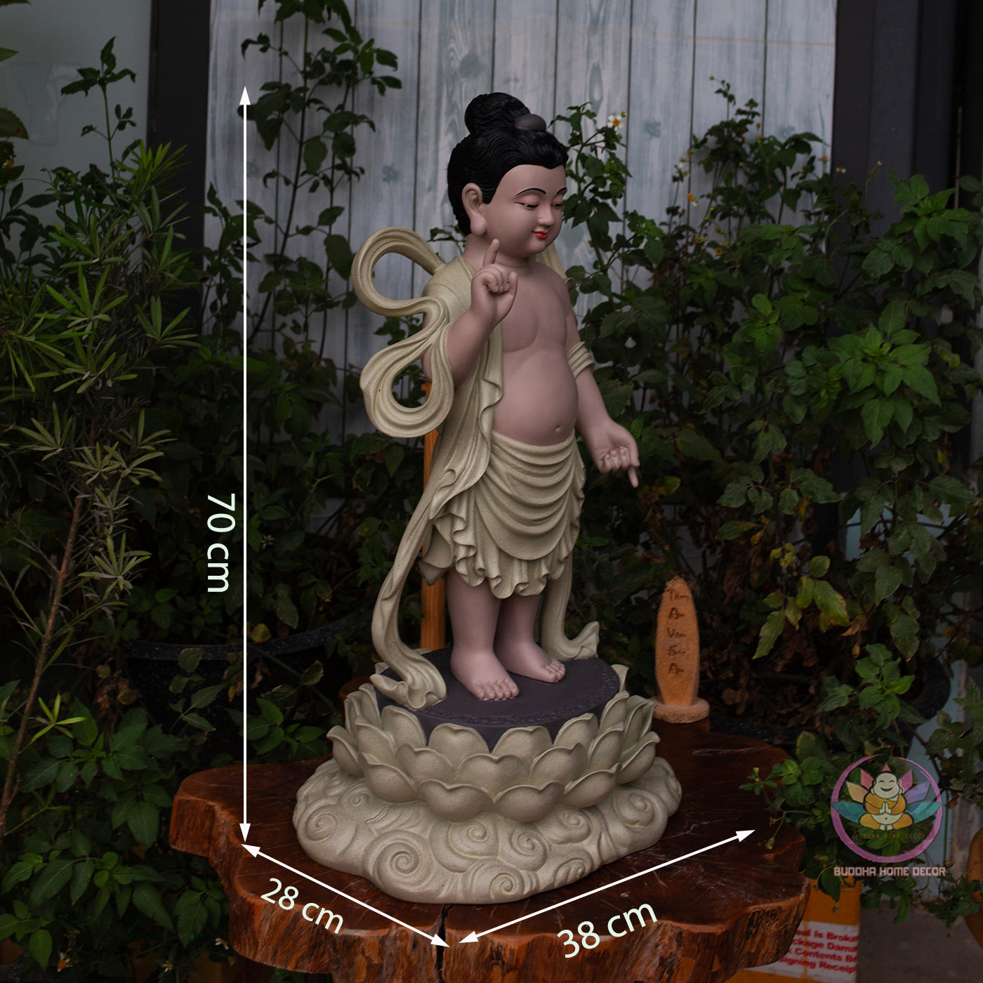 Baby Buddha Statue – Resin Prince Siddhartha Birth of Buddha Sculpture, Phật Đản Sanh Figurine, Vesak Altar Zen Home Decor (27.5")