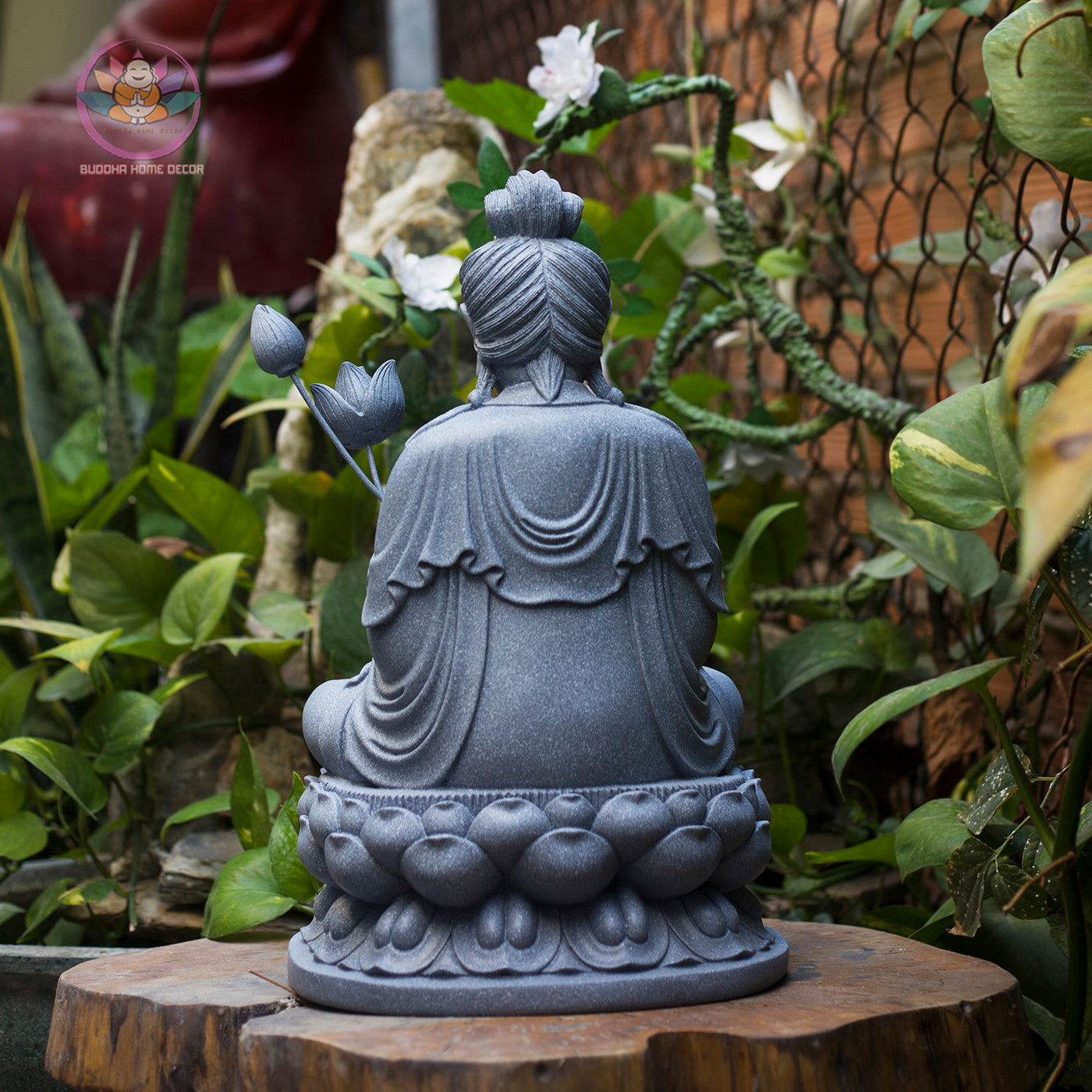 Mahasthamaprapta Bodhisattva Statue – Composite Gray Stone Finish, Seishi Buddhist Sculpture