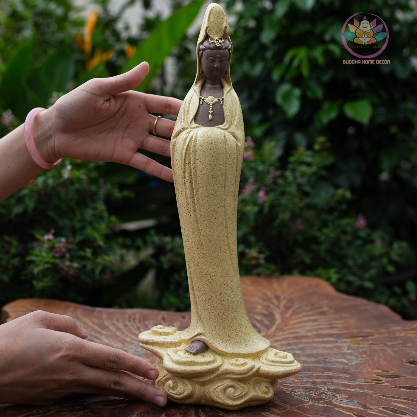 Standing Guanyin Buddha Statue 15.7" – Resin Kwan Yin Figurine, Goddess of Mercy Sculpture, Zen Home Decor, Spiritual Altar Gift