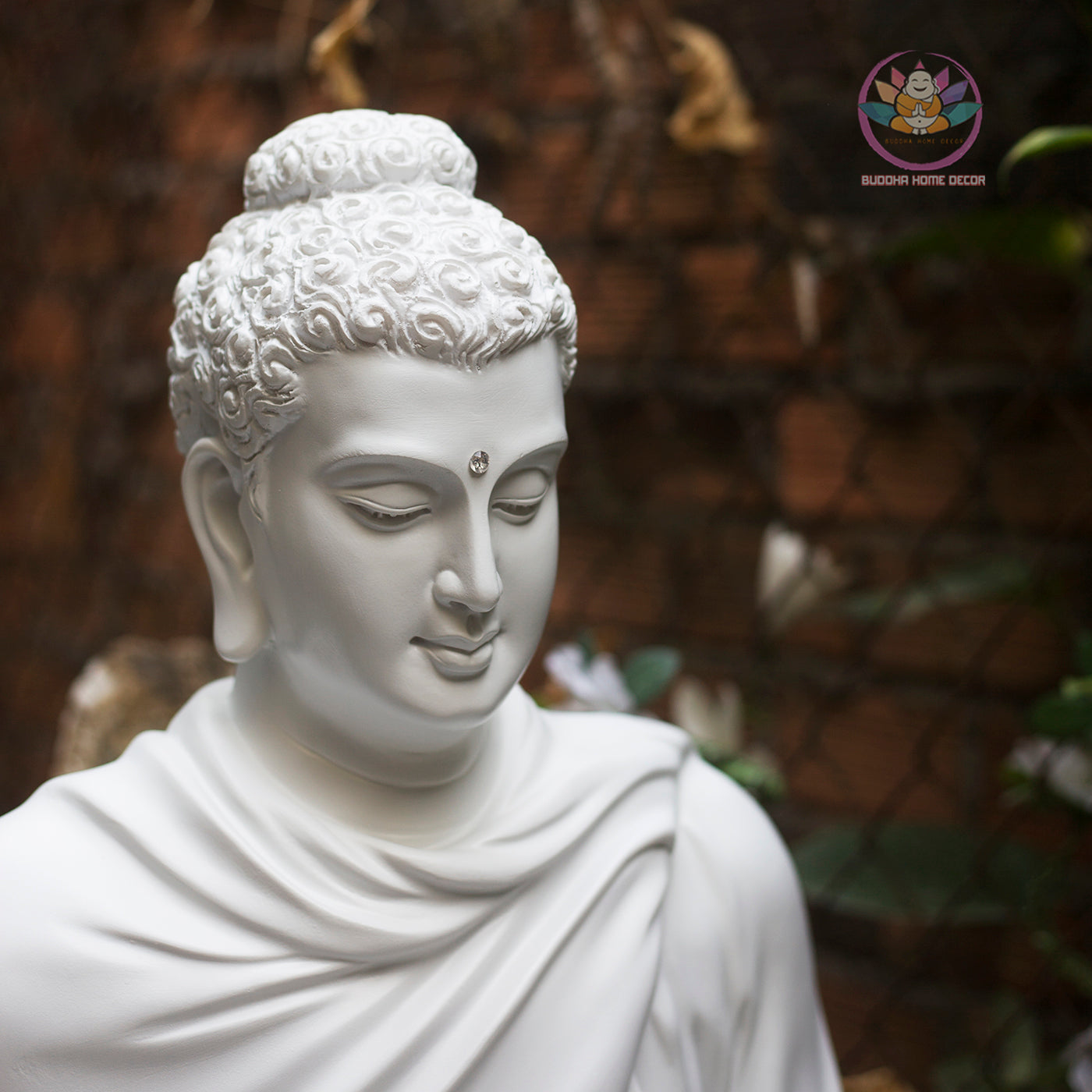 Shakyamuni Buddha Statue 29.5" – Large White Composite Seated Buddha Meditation Sculpture