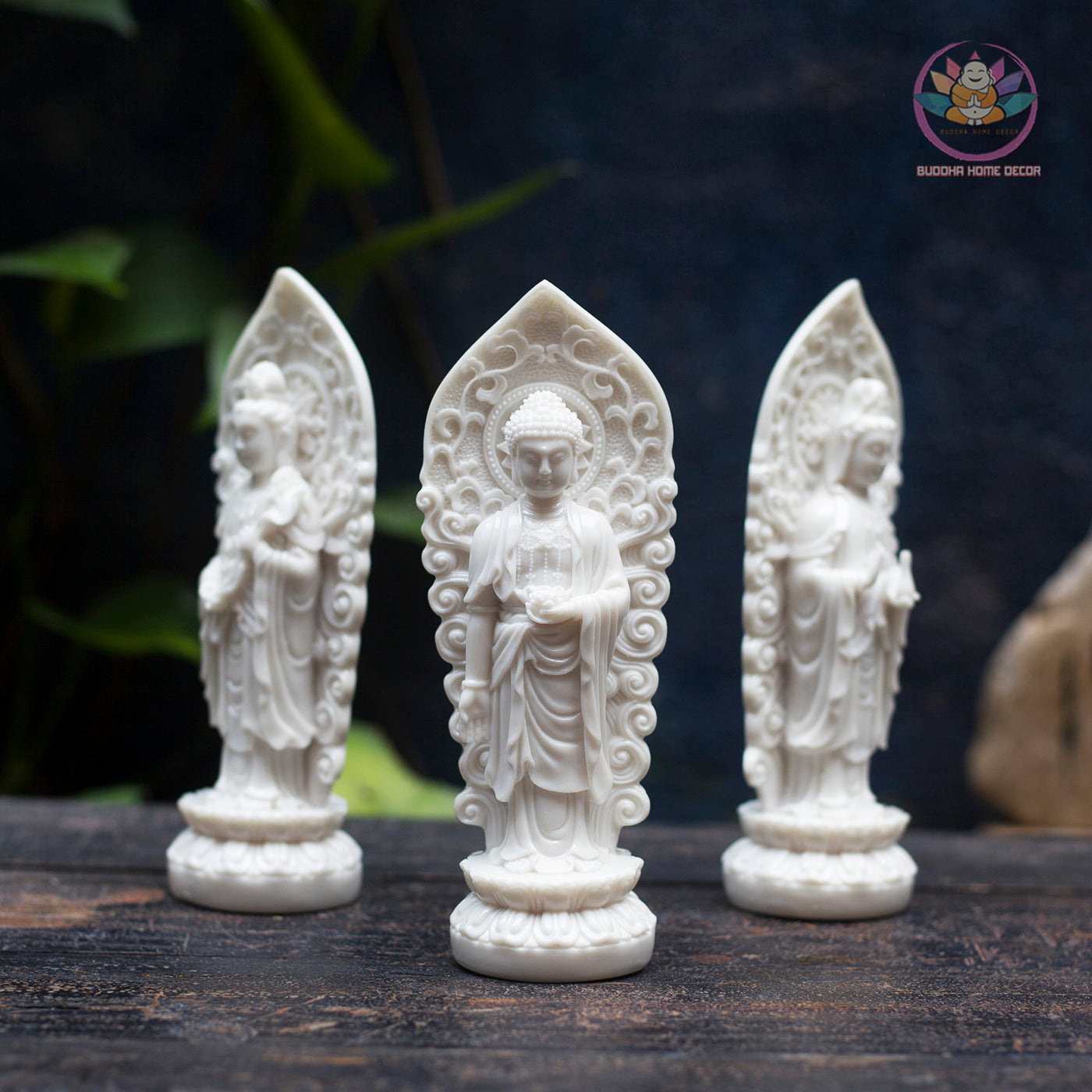 Amitabha Buddha Statue Set | Western Trinity Buddha 18cm | Guanyin & Mahasthamaprapta Figurines | Buddhist Altar Decor | Small Buddha Statue