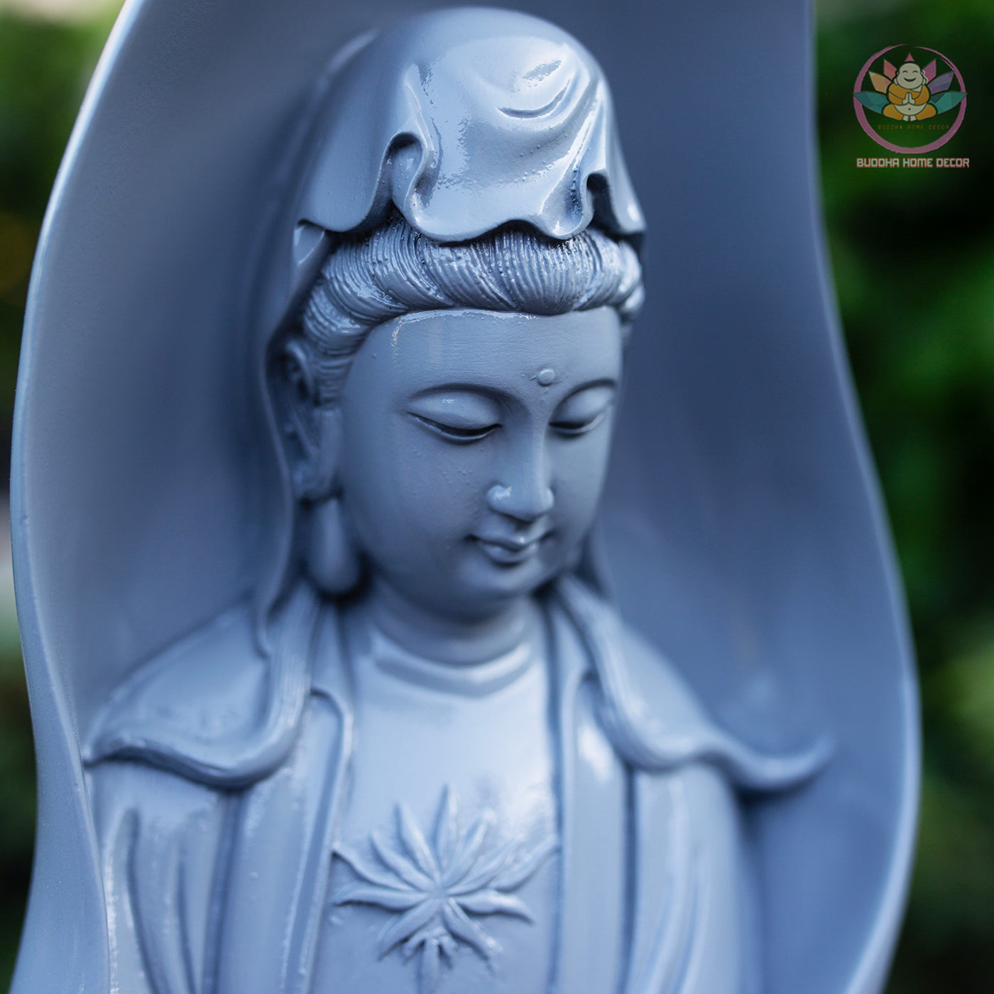 Modern Quan Yin Statue 18.9" | Grey Jade Finish | Standing Guanyin Bodhisattva Home and Altar Decor