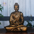 Antique Bronze Shakyamuni Buddha Statue – 13.7" Resin Sculpture | Vintage Look for Meditation, Home Altar & Spiritual Gift