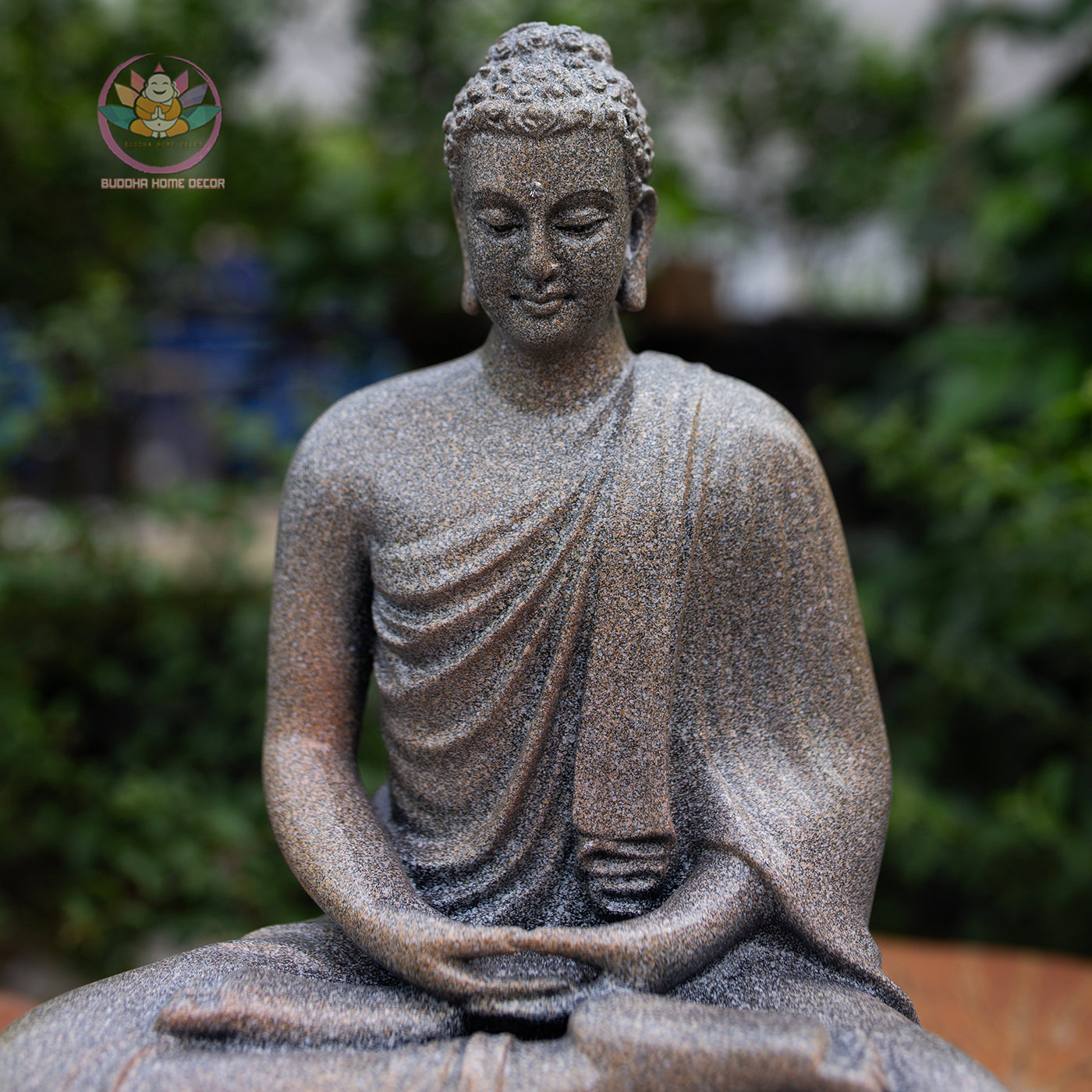 Buddha Trio Statue Set – Shakyamuni (32 cm), Ksitigarbha & Guanyin (30 cm) – Antique Stone Finish