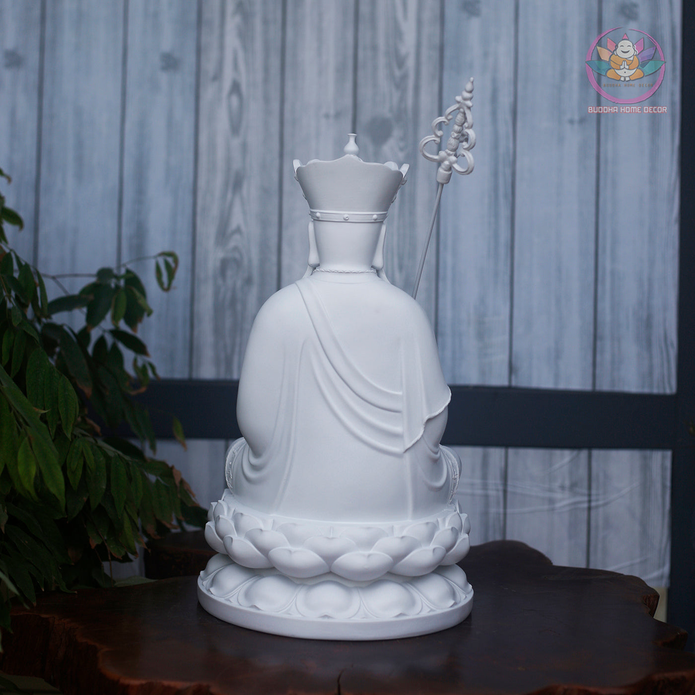 White Ksitigarbha Statue – 15.7" Resin Jizo Bodhisattva Figurine – Zen Home Altar, Meditation Room, Asian Spiritual Decor Gift