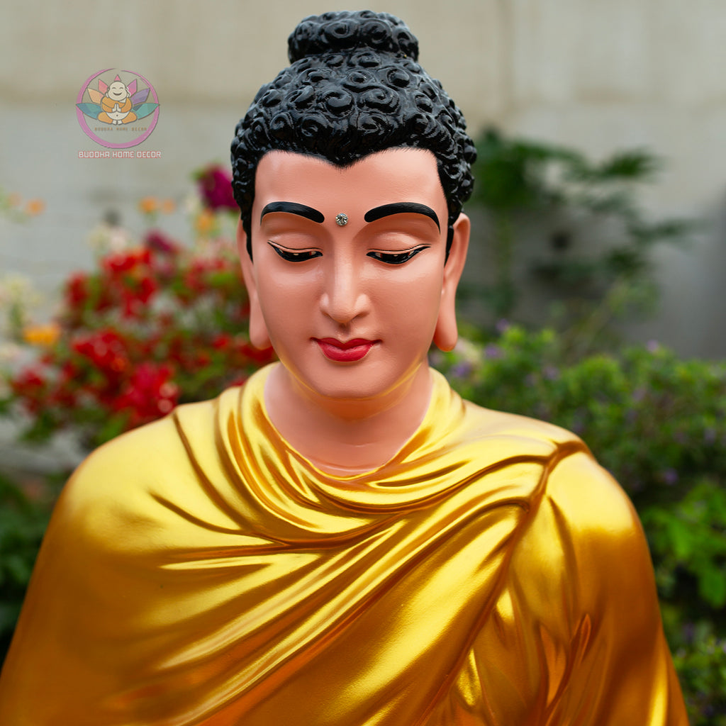 33.4" Golden Shakyamuni Buddha Statue – Handmade Meditation Buddha Home Decor