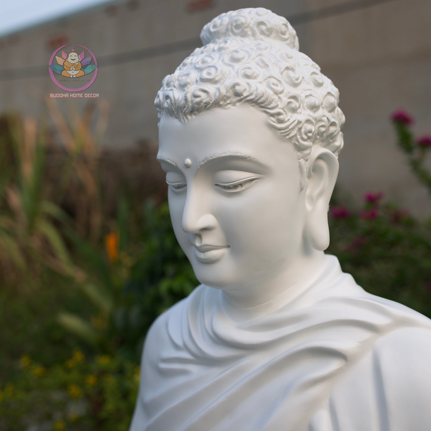 Large Shakyamuni Buddha Statue White, Meditation Buddha Sculpture, Zen Garden Decor, Minimalist Buddhist Art, Spiritual Home Decor