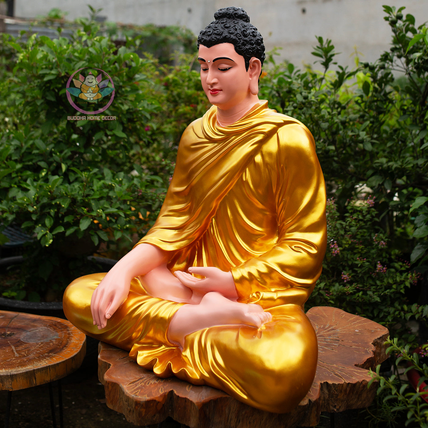 Shakyamuni Buddha Statue 29.5" – Large Composite Seated Buddha with Golden Robe