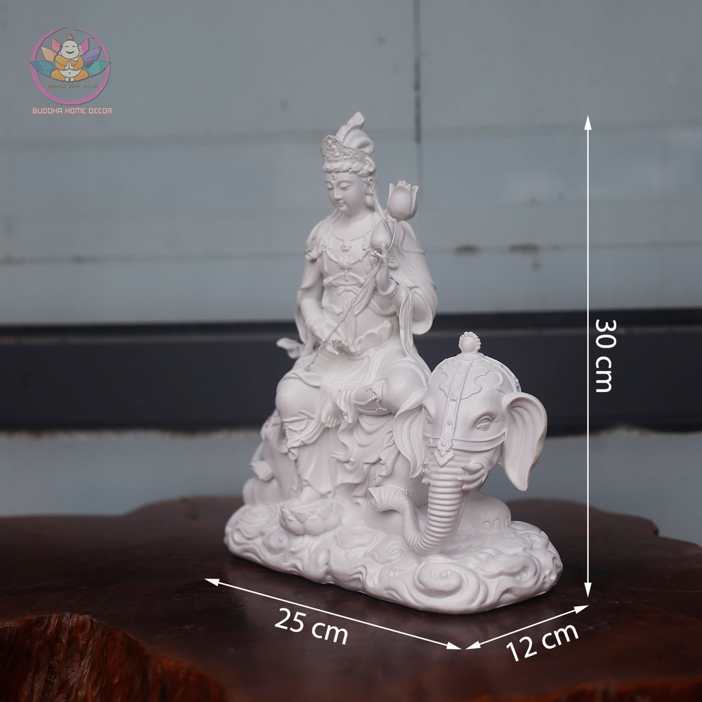 Manjushri & Samantabhadra Statue Set 11.8” | Buddhist Deity Figurines | Resin Sculpture for Altar, Zen Home, Meditation Decor