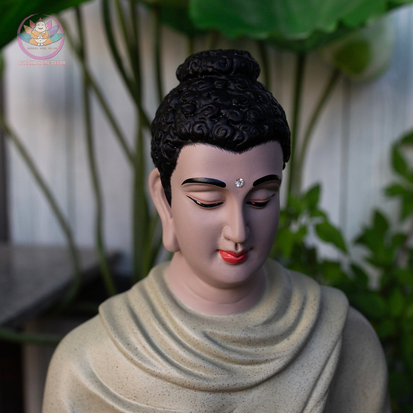 Granite-Look Buddha Statue – Shakyamuni in Meditation | 3D Printed & Hand-Finished | 18.1" Resin Sculpture | Vietnamese Handmade Altar Decor