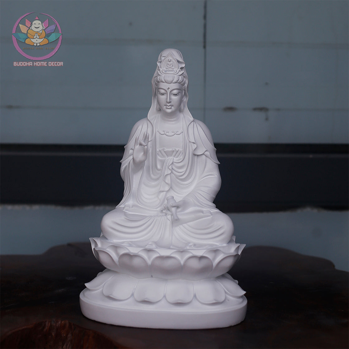 White Buddha Statue Set – Guan Yin, Shakyamuni, Kṣitigarbha | Minimalist Altar Decor | Unpainted Buddhist Trio | Vietnamese Handicraft