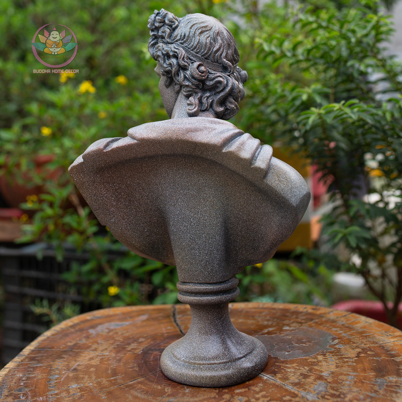 Greek Apollo Bust: Stone Finish Composite Resin Statue | Roman Bust