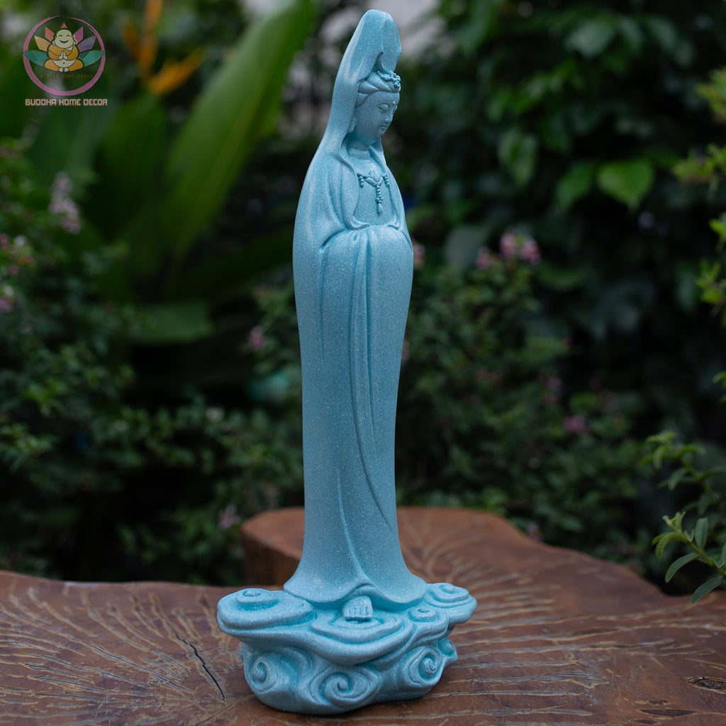 Guanyin Buddha Statue 15.7" Tall – Resin Kwan Yin Figurine, Goddess of Mercy Sculpture, Zen Home Decor, Spiritual Altar Gift