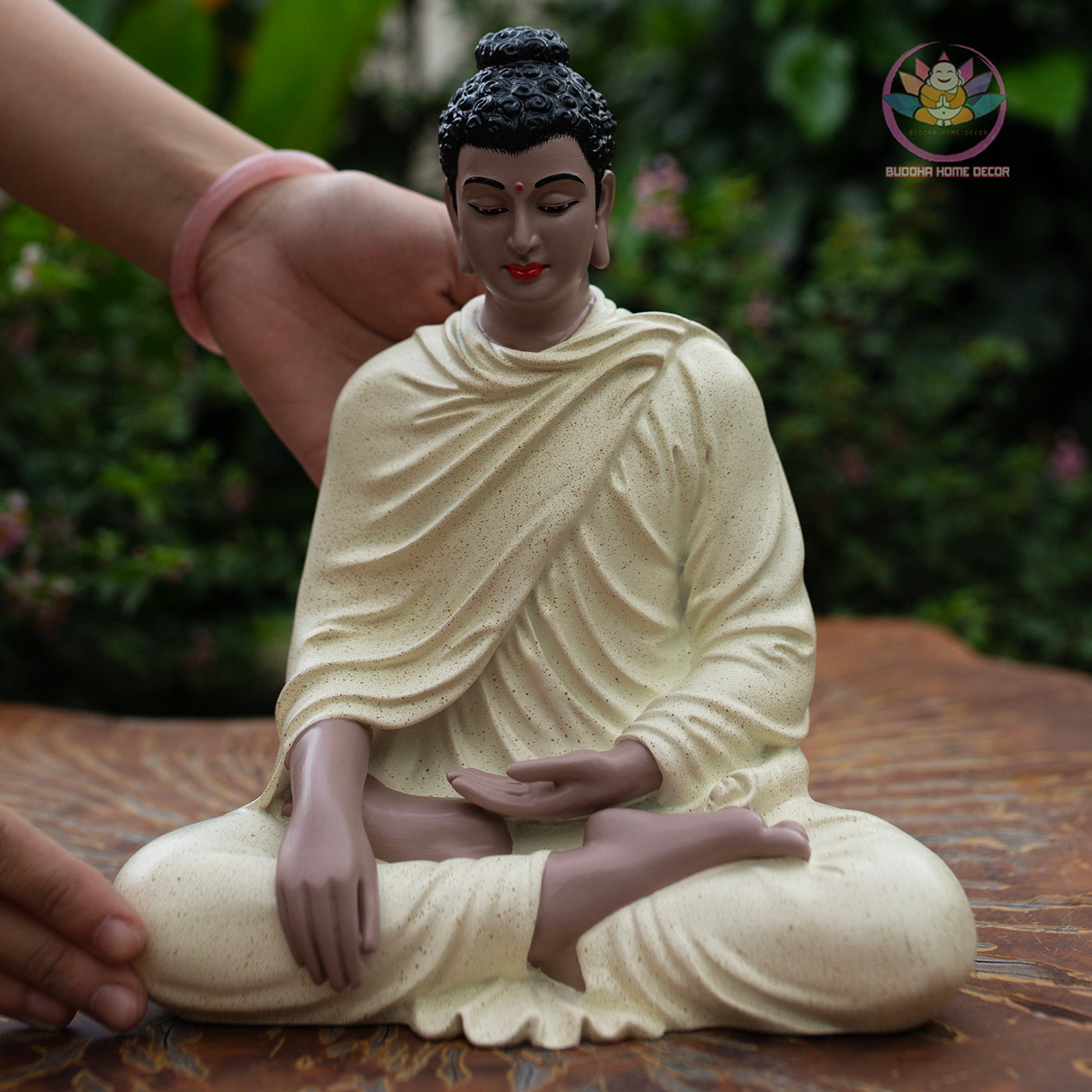 Yellow Buddha Statue 9.4" – Ceramic-Style Resin Meditation Figurine, Shakyamuni Sculpture, Zen Buddhist Altar Decor, Spiritual Gift