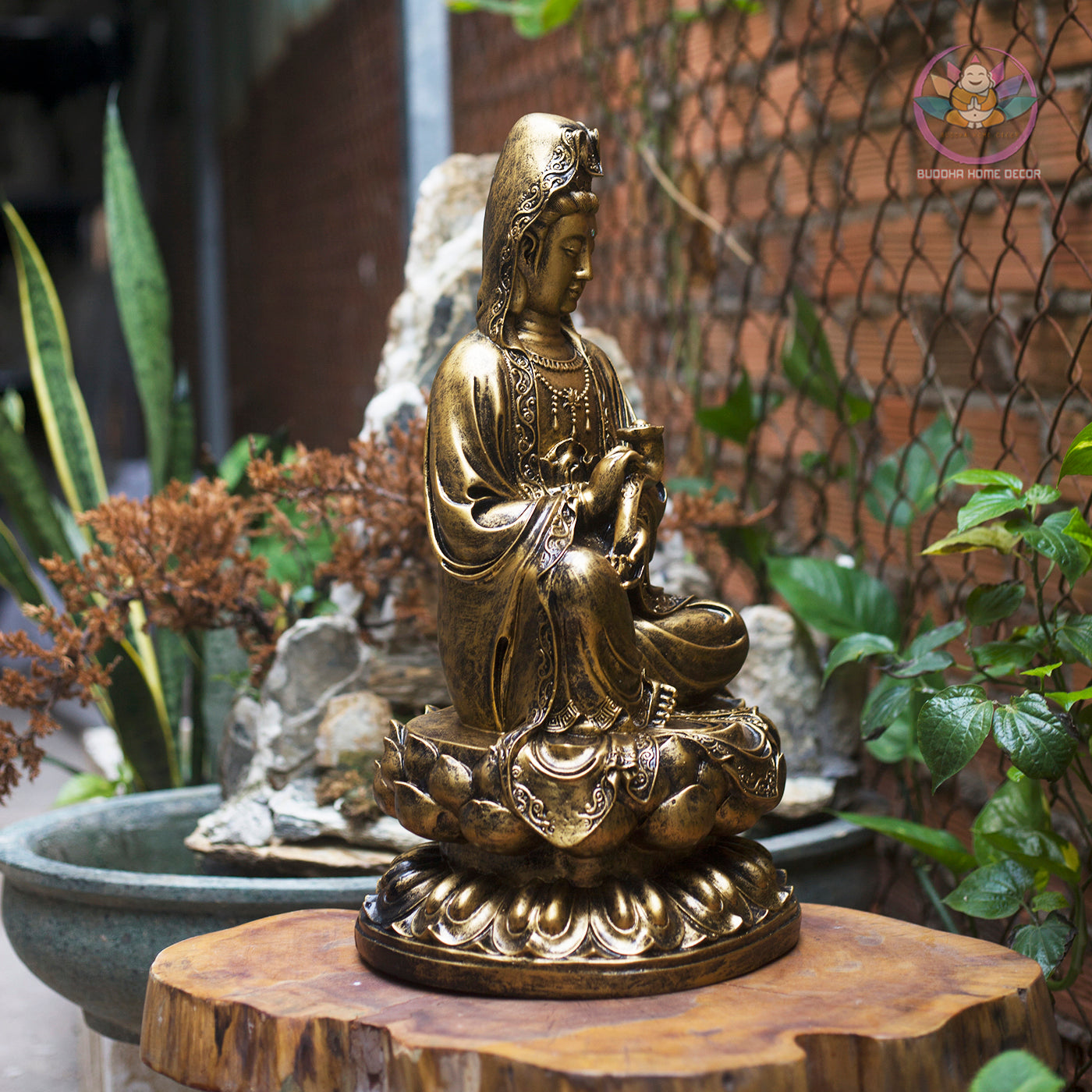 Bronze Guanyin Statue – 18.9" Resin Kwan Yin Bodhisattva Figurine – Zen Home Altar, Meditation Room, Spiritual Decor Gift