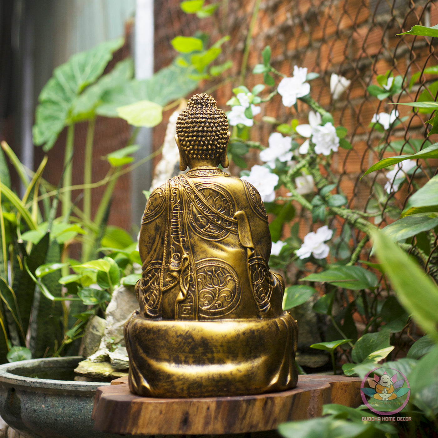 Amitabha Buddha Statue – Antique Bronze Finish Resin Sculpture – Zen Meditation Decor, Buddhist Altar Ornament, Spiritual Gift