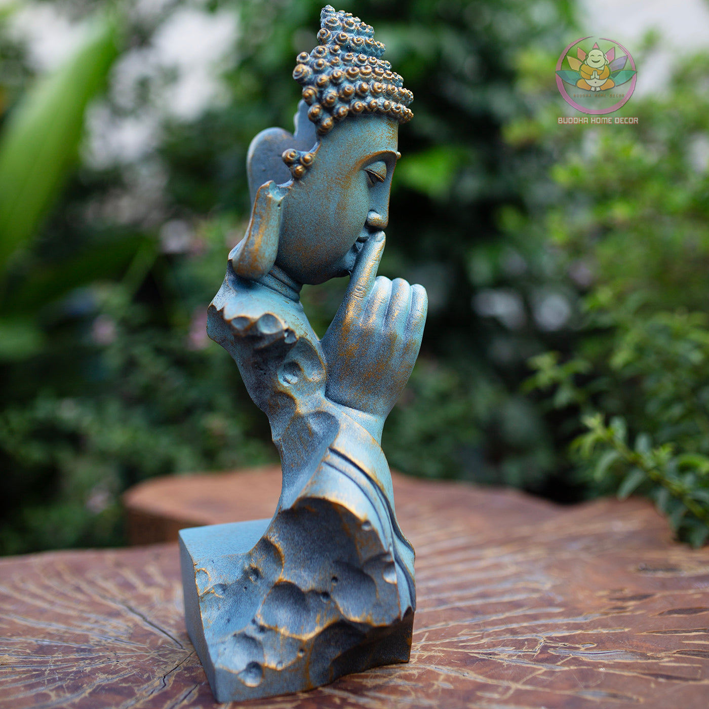 Blue Buddha Bust Statue Resin Sculpture – Zen Home Decor, Meditation Altar Figurine, Spiritual Gift, Yoga Room Accent