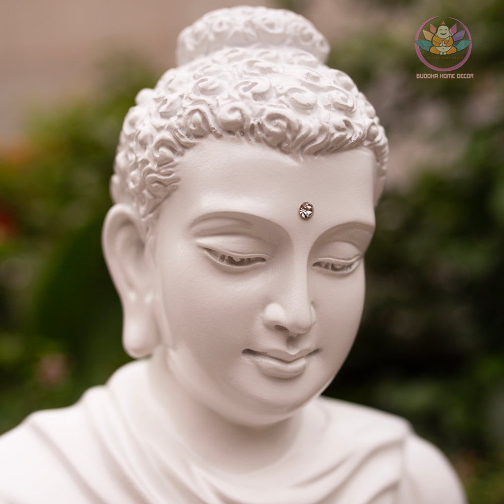 White Buddha Statue for Home Decor | Meditating Buddha Figurine | Zen Garden, Yoga Studio, Altar Decoration | Gift for Spiritual Healing