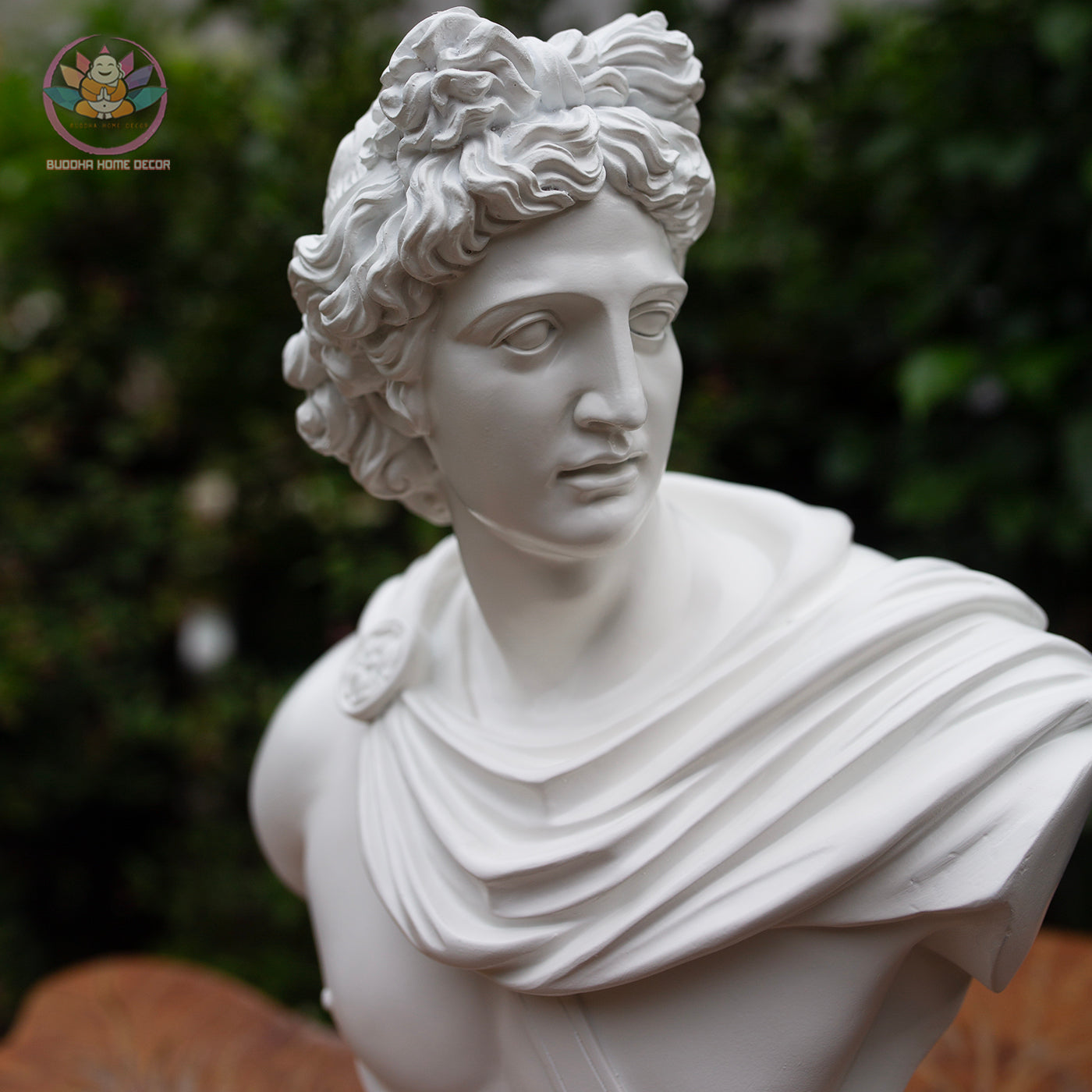 Apollo Bust Statue 13.8" – Greek God Composite Sculpture, Classical Greek Mythology Art Decor