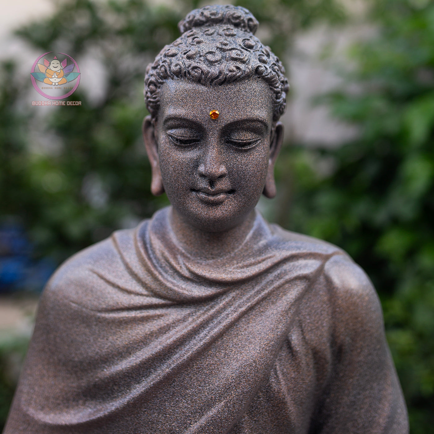 Large Buddha Statue 19.7" – Shakyamuni Meditation Sculpture in Antique Stone Finish